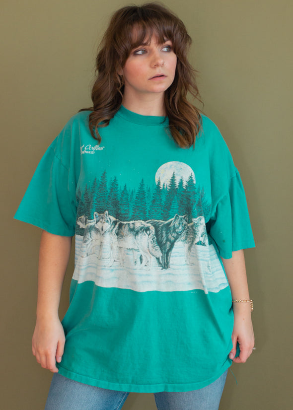 Vintage 90s Wraparound Wolf Tee