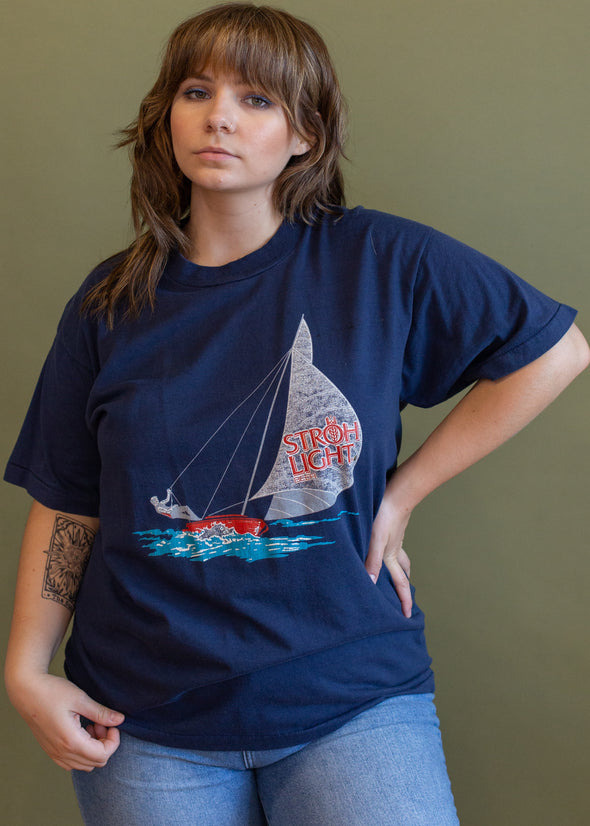 Vintage 90s Stroh Light Sailboat Tee
