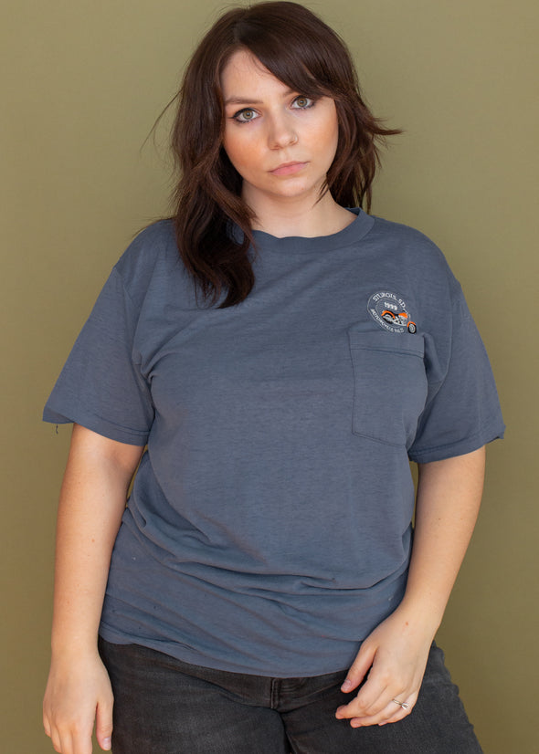 Vintage 1999 Blue Sturgis Pocket Embroidered Tee
