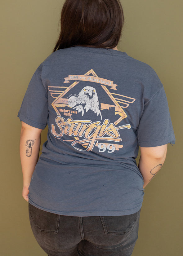 Vintage 1999 Blue Sturgis Pocket Embroidered Tee