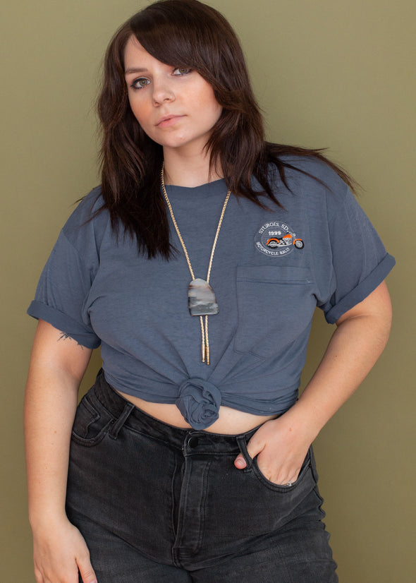 Vintage 1999 Blue Sturgis Pocket Embroidered Tee