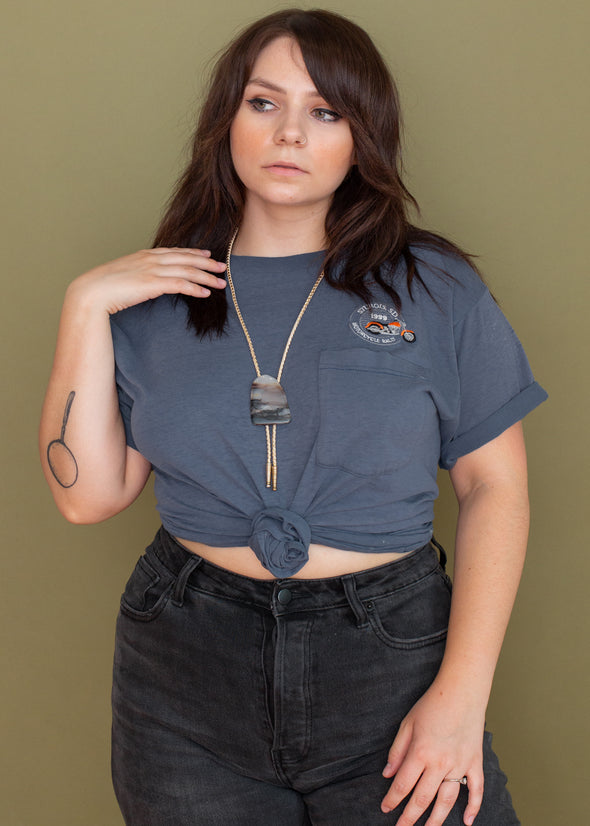 Vintage 1999 Blue Sturgis Pocket Embroidered Tee