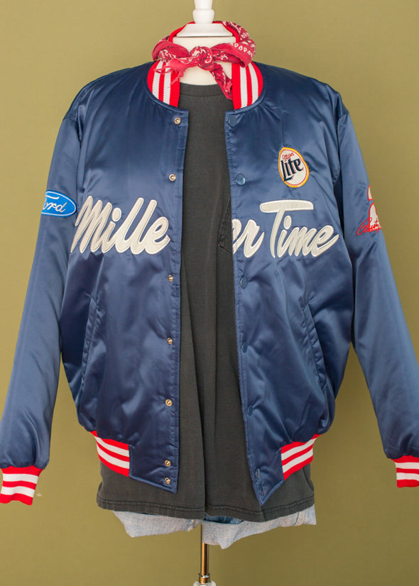 Vintage NOS Miller Time NASCAR Satin Bomber