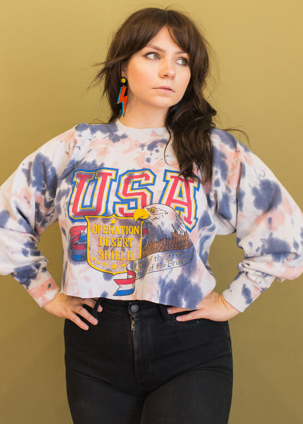 Vintage 90s Operation Desert Storm Tie Dye Sweatshirt