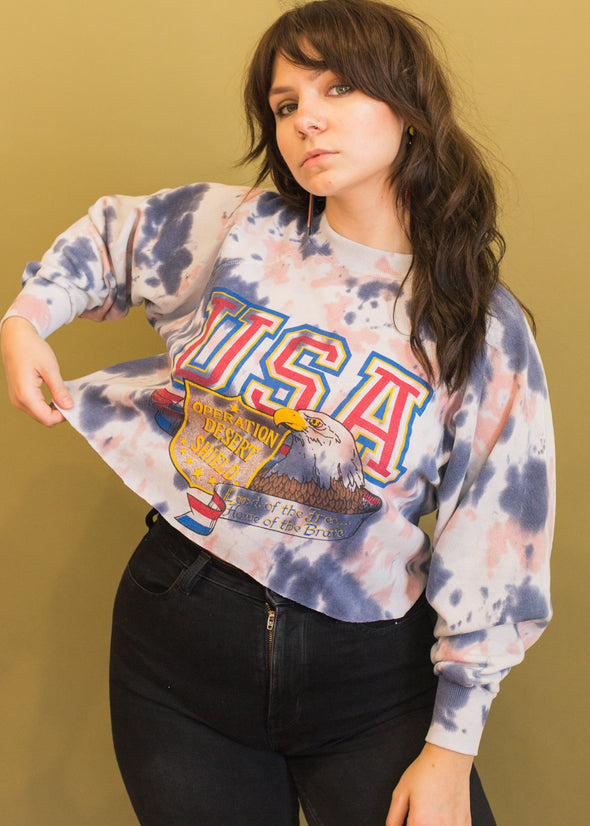 Vintage 90s Operation Desert Storm Tie Dye Sweatshirt