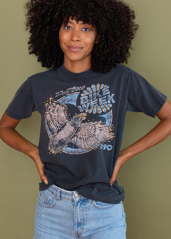 Vintage 1990 Distressed Harley Bike Week Tee