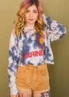 Vintage Marines Tie Dye Cropped Sweatshirt