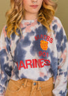 Vintage Marines Tie Dye Cropped Sweatshirt