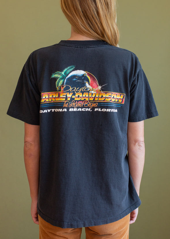 Vintage 90s Cow Skull Harley Tee