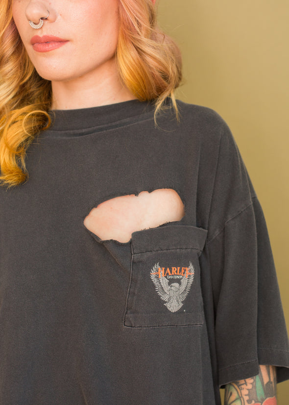 Vintage 90s Grungy Harley Pocket Tee