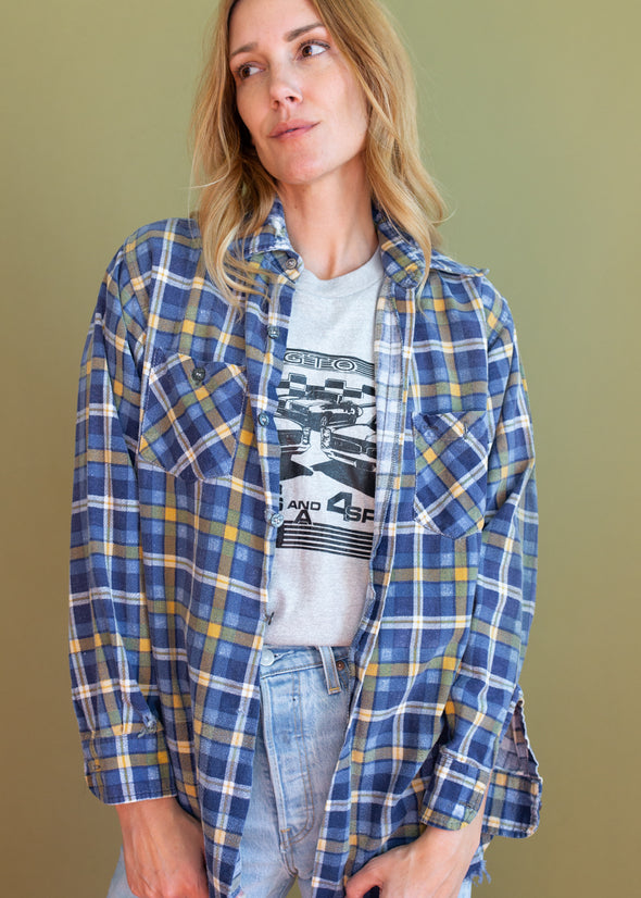 Vintage Blue and Yellow Flannel