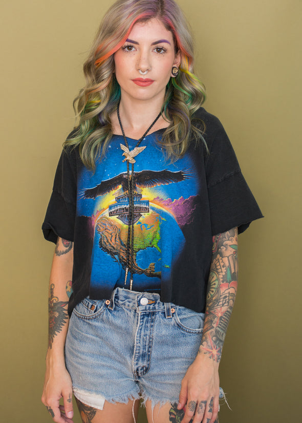 Vintage 1994 Harley Eagle Cropped Tee