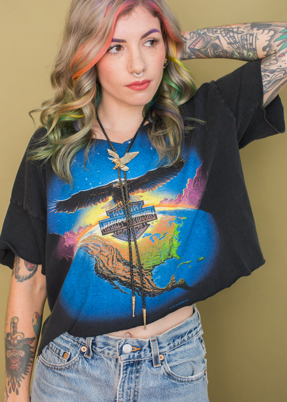 Vintage 1994 Harley Eagle Cropped Tee