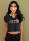 Vintage 1990 Harley Lave Trim Cropped V Neck