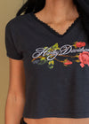 Vintage 1990 Harley Lave Trim Cropped V Neck