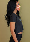 Vintage 1990 Harley Lave Trim Cropped V Neck