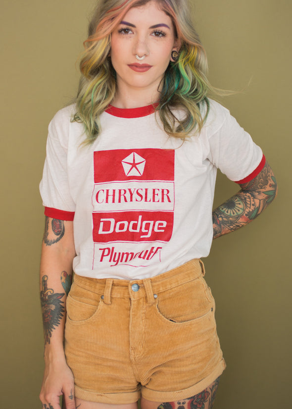Vintage Car Brand Ringer Tee