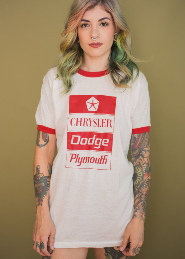 Vintage Car Brand Ringer Tee