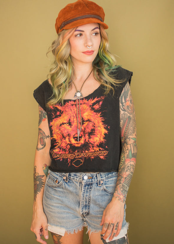 Y2K Harley Wolf Cropped Tank