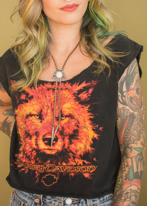 Y2K Harley Wolf Cropped Tank