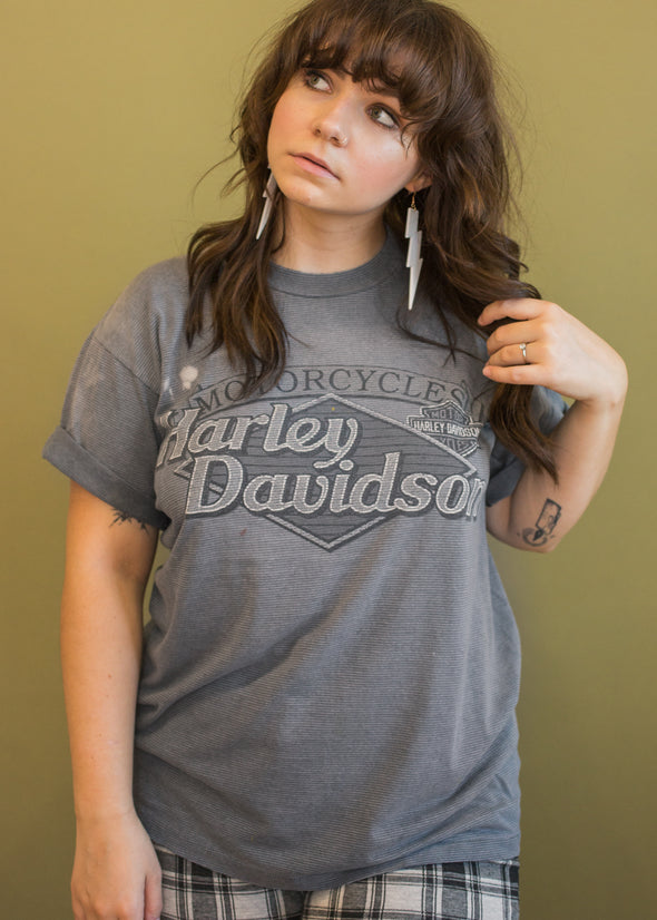 Vintage 90s Grungy Striped Harley Tee