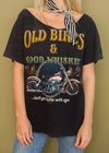Vintage Off The Shoulder "Old Bikes and Good Whiskey" Tee
