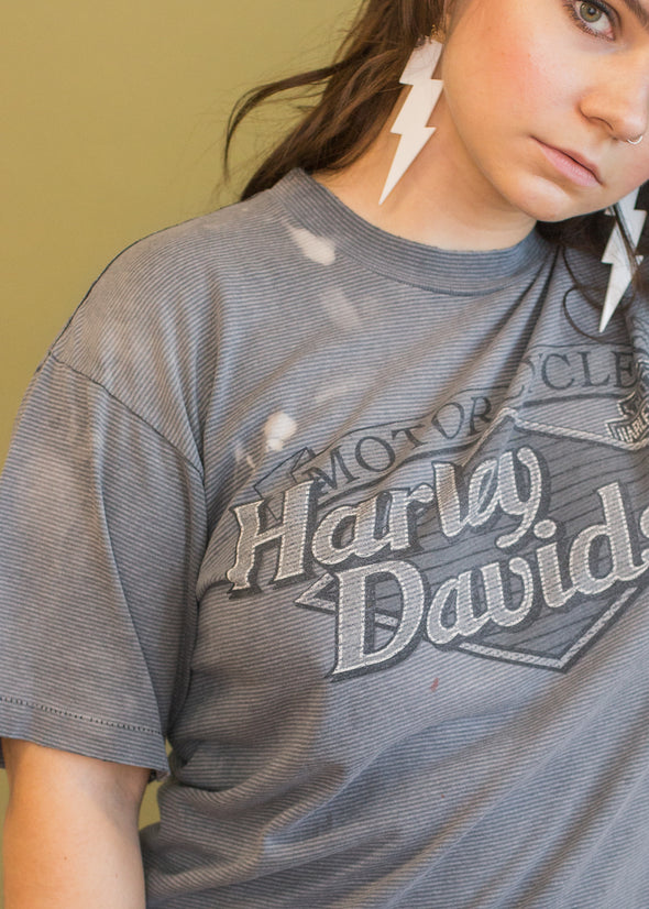 Vintage 90s Grungy Striped Harley Tee