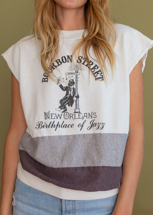 Vintage 80s/ 90s Bourbon Street Cut Off Sweatshirt