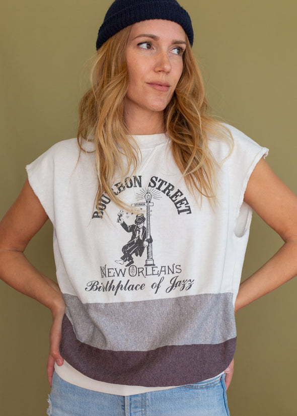 Vintage 80s/ 90s Bourbon Street Cut Off Sweatshirt