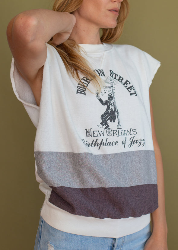 Vintage 80s/ 90s Bourbon Street Cut Off Sweatshirt