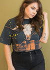 Vintage 90s Splatter Skull Cropped Tee