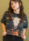 Vintage 90s Splatter Skull Cropped Tee