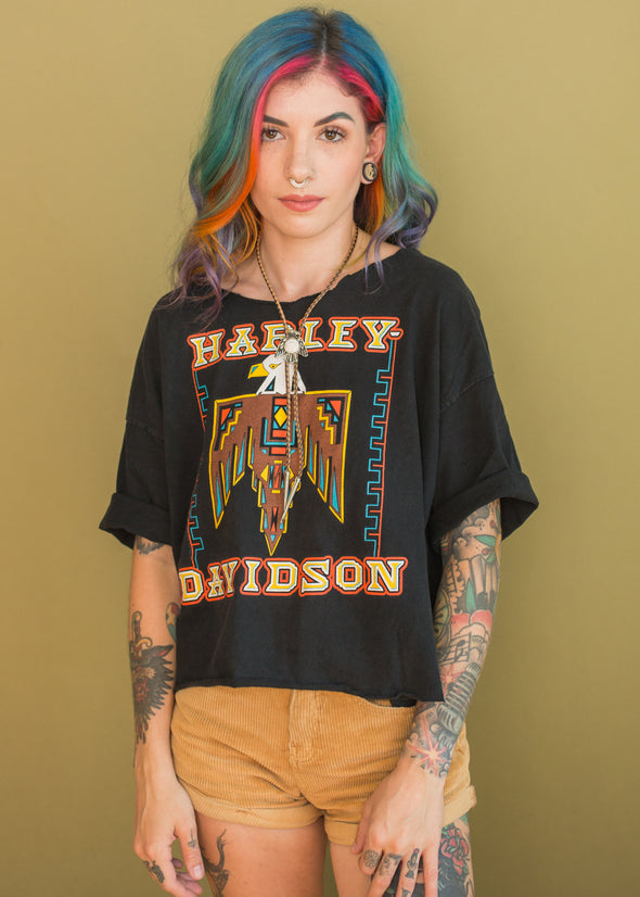 Vintage 90s Southwestern Harley Cropped Tee