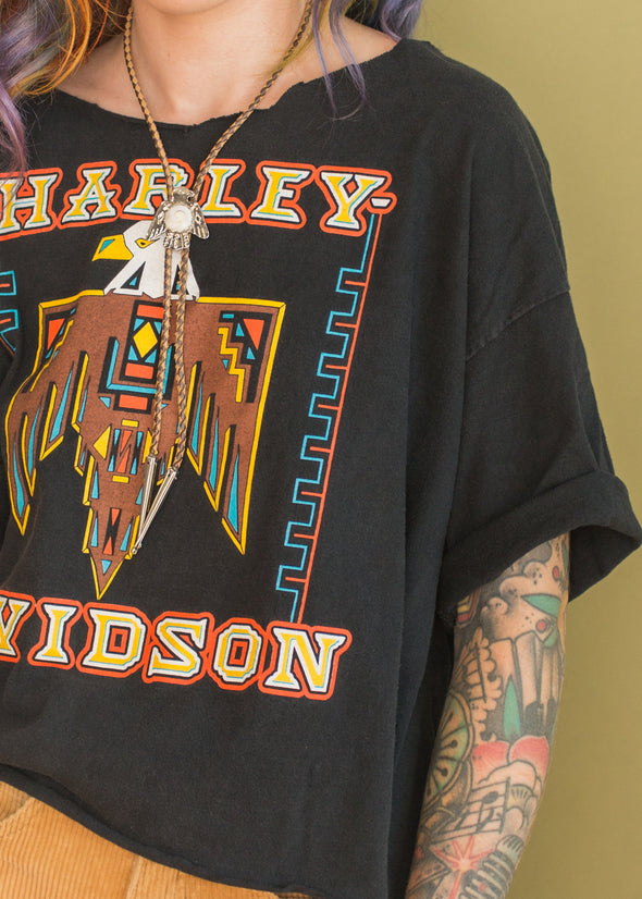 Vintage 90s Southwestern Harley Cropped Tee