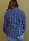 Vintage Wrangler Blue Plaid Pearl Snap Flannel