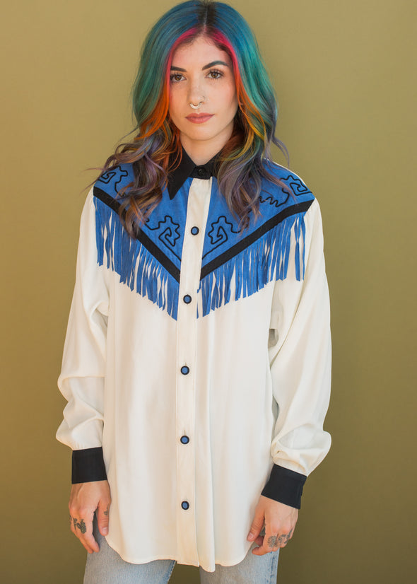 Vintage 90s Western Fringe Blouse