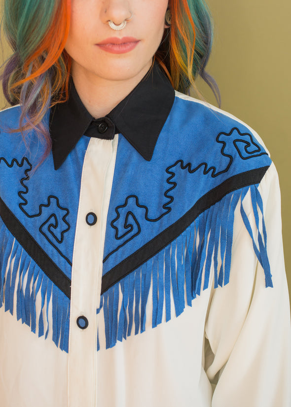 Vintage 90s Western Fringe Blouse