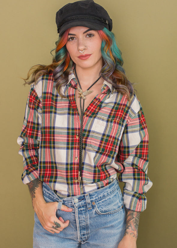 Vintage Plaid Single Pocket Flannel