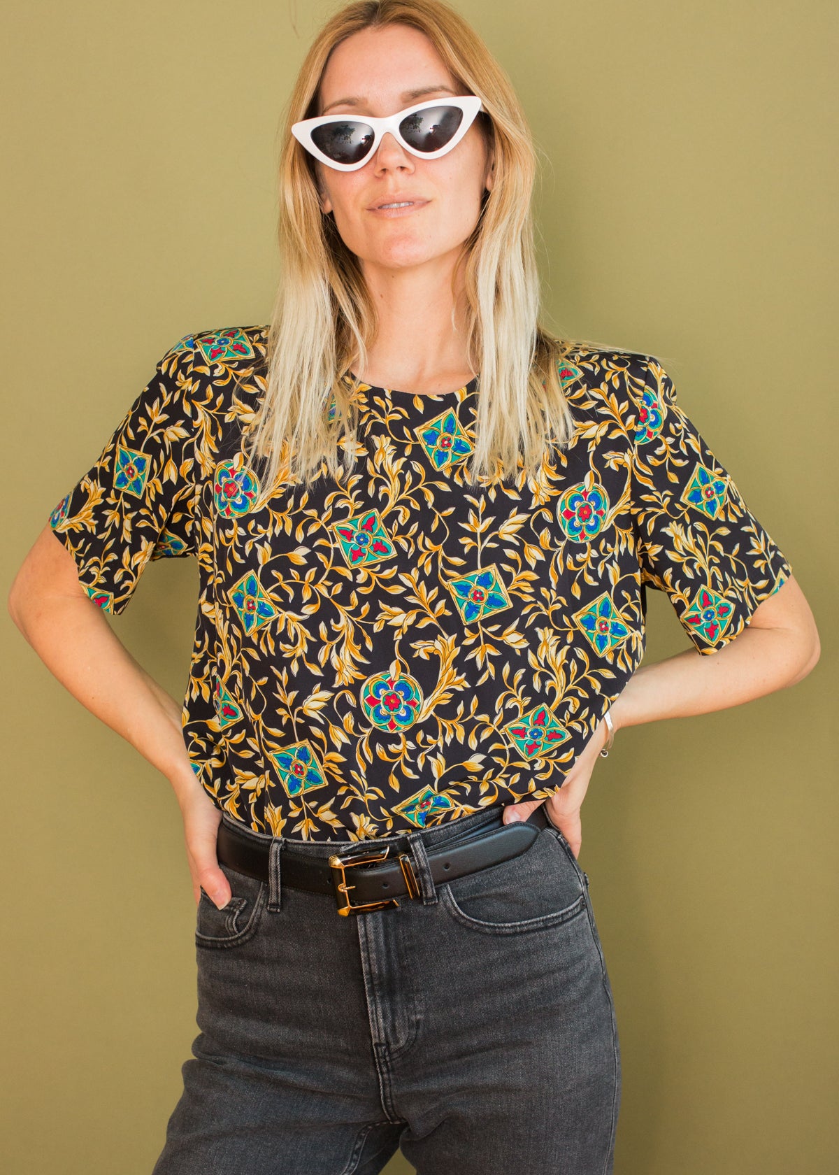 Vintage Gold and Black Blouse – Electric West