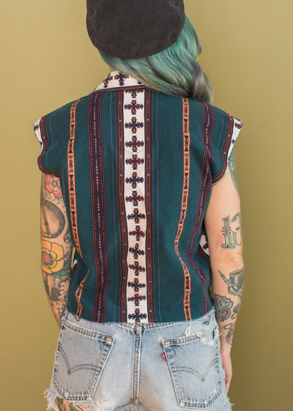 Vintage Southwestern Button Up Cropped Tank