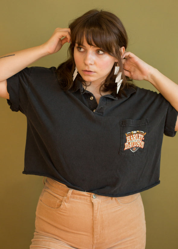 Vintage 90s Harley Cropped Polo
