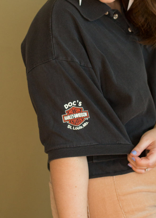 Vintage 90s Harley Cropped Polo
