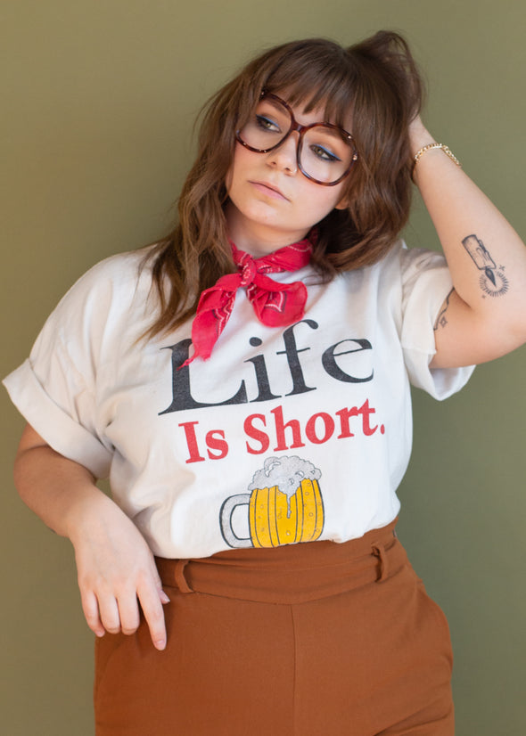 Vintage 90s Life is Short Drink Faster Tee