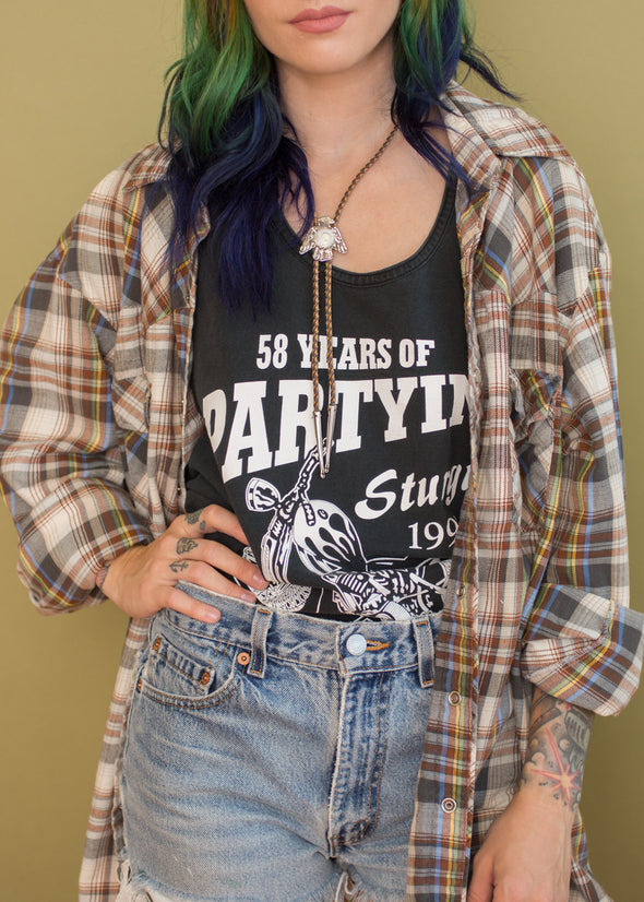 Vintage Lariat Pear Snap Plaid Flannel