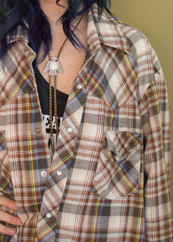 Vintage Lariat Pear Snap Plaid Flannel
