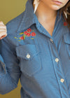 Vintage Embroidered Western Style Button Up