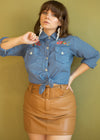 Vintage Embroidered Western Style Button Up