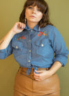 Vintage Embroidered Western Style Button Up