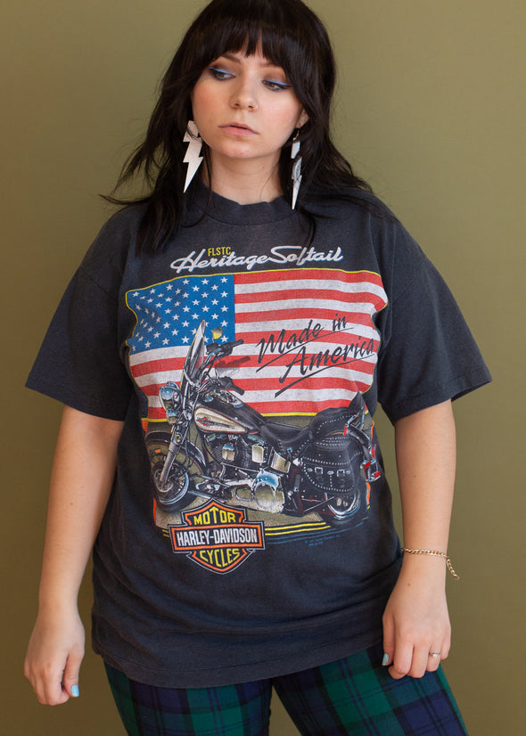 Vintage 90s Made in America Harley Tee