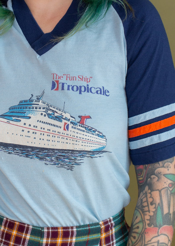 Vintage 1980s Tropicale Athletic V Neck